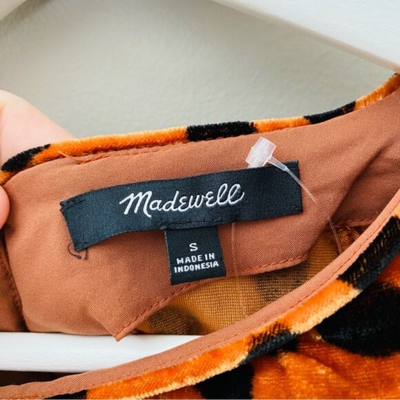 Madewell Velvet Memento Ruffle Sleeve Top in Leopard Dot Sz Small - Picture 6 of 12